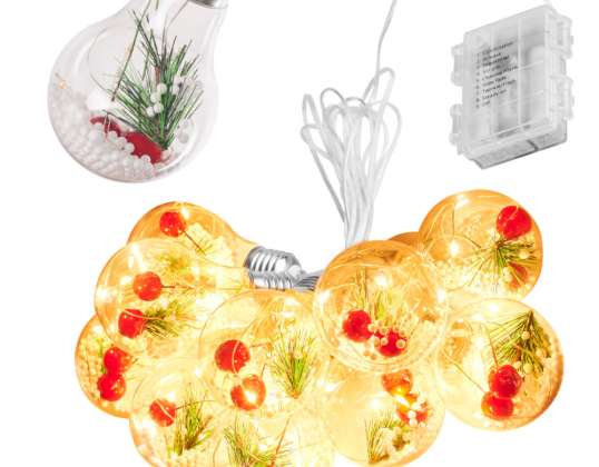 Luces de cadena LED Cortina a pilas Bolas de luces navideñas con decoración 3m 50LED cálido