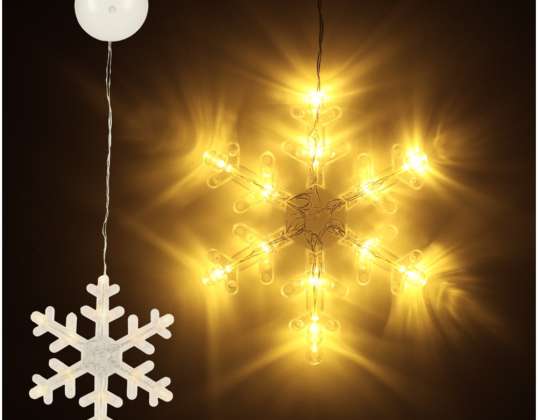 Luces LED, decoración navideña colgante, copo de nieve, 45 cm, 10 LED
