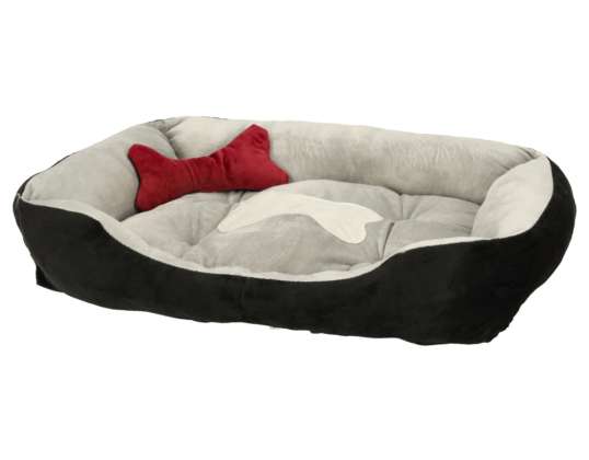 Letto per cani box per gatti 60 x 45 x 15 cm nero e grigio