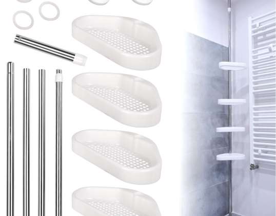 Bathroom corner shelf for telescopic shower adjustable height 320cm