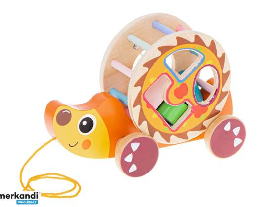 Wooden sorter on a string mobile hedgehog interactive toy