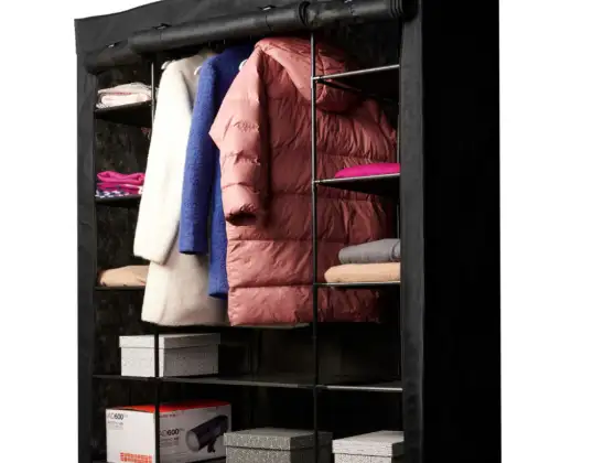 Armoire pliable en tissu pour vêtements XXL, noir