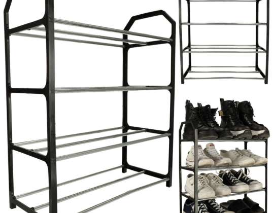 Cabinet shoe shelf stand bookcase 4 levels black