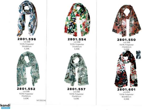 Foulards - accessoires - couleurs à la mode - env. 2000kg