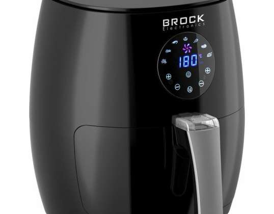 Airfryer. Inhoud: 3,5l. Vermogen: 1300-1500W. Regelbare thermostaat: 80-200°C.  Vooraf ingestelde programma's.