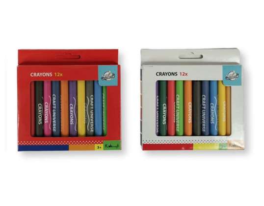 Craft Universe crayons de cire couleur jumbo 10 cm 12 pièces 2 assortis