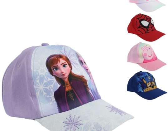 (R) Licencija vaikiška kepurė 52-54 cm 5 asorti Spiderman, Frozen, Peppa Pig ir dvi versijos Paw Patrol.