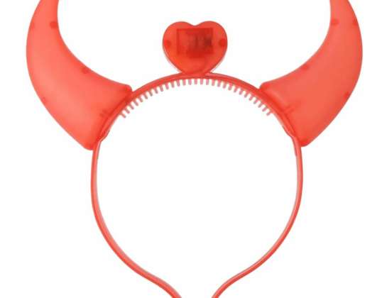 Headband ears devil red 18 cm red with lighting