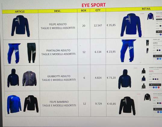 ENTIRE STOCK OF MEN'S, WOMEN'S AND CHILDREN'S TRACKSUITS