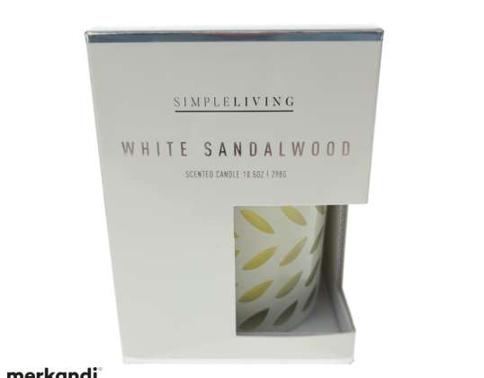 White Crystal line candle - with sandelwood - 4 assorti