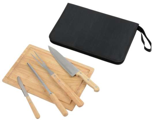 Premium Carving Set BEST BBQ Elegant Brown &amp; Silver