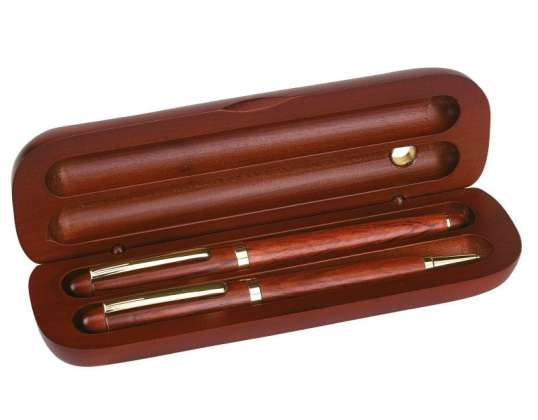 POÈTE Noble Writing Set en marron : stylo à bille et stylo roller