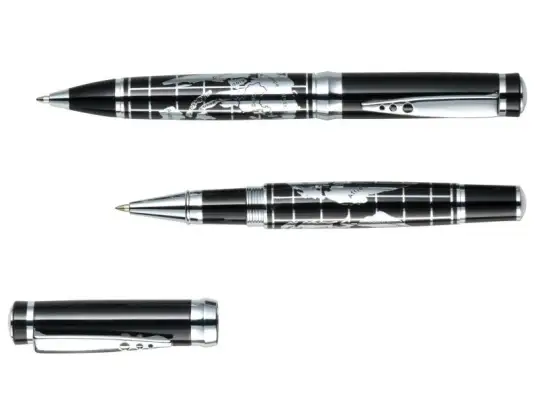 INTERCONTINENTAL Writing Set Black &amp; Silver Elegant &amp; Modern