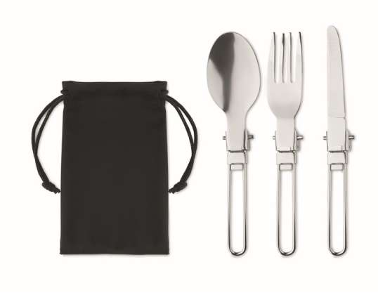 Camping Besteck 3 teilig STAPI SET   robust  tragbar  schwarz