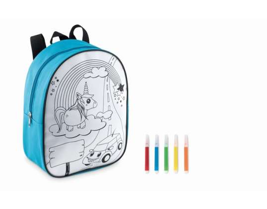 Backpack with 5 felt-tip pens BACKSKETCHY Turquoise Creative &amp; Stylish Backpack for Kids