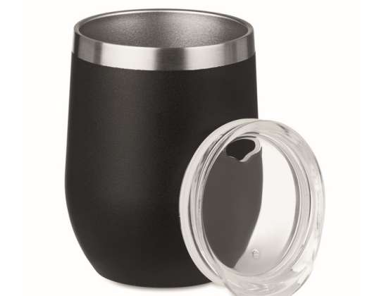 CHIN CHIN Doppelwandiger Trinkbecher 450ml in Schwarz: Stilvoll &amp; Effizient