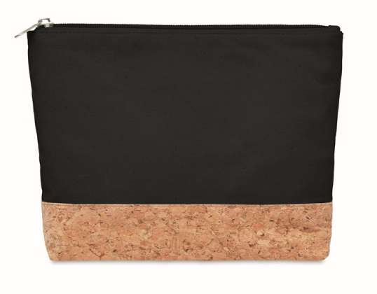 PORTO BAG – Elegant black cosmetic bag with cork details