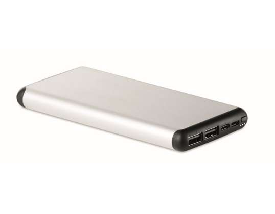 SIUR POWER 10K mAh Powerbank Hoge Capaciteit Mat Zilver