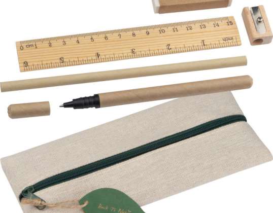 Stationery Kit Beige: Ruler Eraser Sharpener Pencil &amp; Rollerball