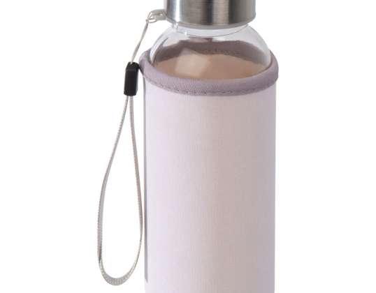 Glass Water Bottle with Protective Neoprene Cover 300ml Pure White