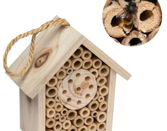 Beige Wood Insect Shelter Ecological Bee and Beetle Hotel for Garden