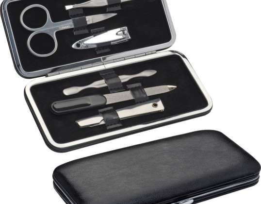 7-piece manicure set in black – care for nails on the go