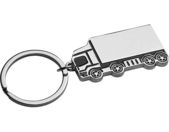 Robust silver-grey metal truck keychain