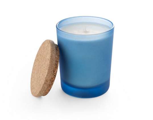 DUVAL Scented Candle in Glass Beaker with Cork Lid 180 g Blue for Relaxing Moments