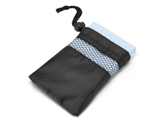 Serviette de sport TRAVIS en microfibre 210 g/m² avec sac 190T bleu clair, idéale pour le fitness et les voyages