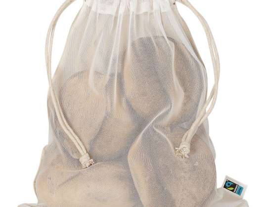 Fairtrade cotton mesh bag 25 x 30 cm natural colour