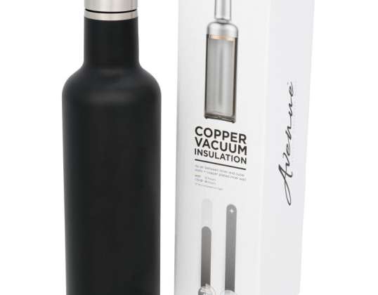 Pinto 750 ml Copper Vacuum Insulated Bottle Black Double Walled Stainless Steel Thermos Bottle