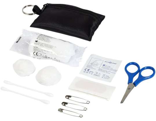 Valdemar 16 Piece First Aid Kit with Keychain in Black - Always at hand