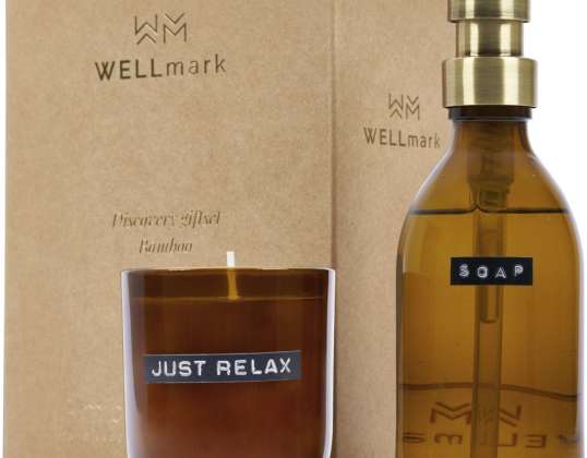 Wellmark Discovery Set: Bamboo Soap Dispenser 200 ml &amp; Scented Candle 150 g