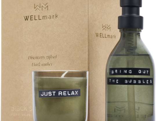 Wellmark Discovery Set: Dark Amber Soap Dispenser 200 ml &amp; Scented Candle