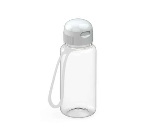 Sports Water Bottle 400ml with Strap Transparent White