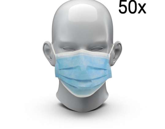 Masques chirurgicaux bleus jetables 50 pièces norme médicale