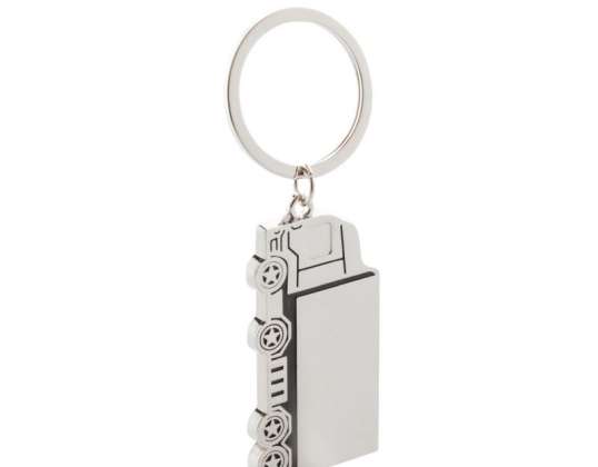 Silver keychain with basset and truck motif Unique &amp; Practical