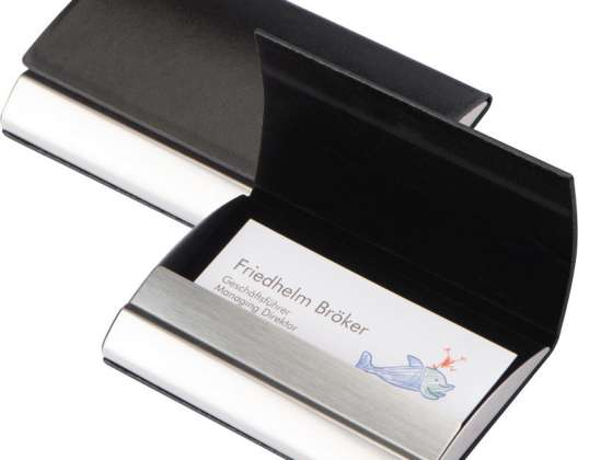 Metal business card holder Cardiff black: Elegant and robust case for a professional appearance