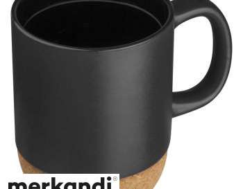 Gistel Ceramic Cup with Cork Bottom Black Modern Design 300ml