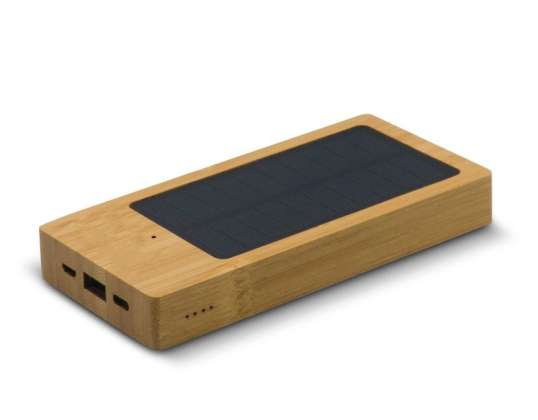 Solar Power Bank 8,000mAh Bamboo Wood Eco-Friendly Battery Portable Charging Station Sustainable Design