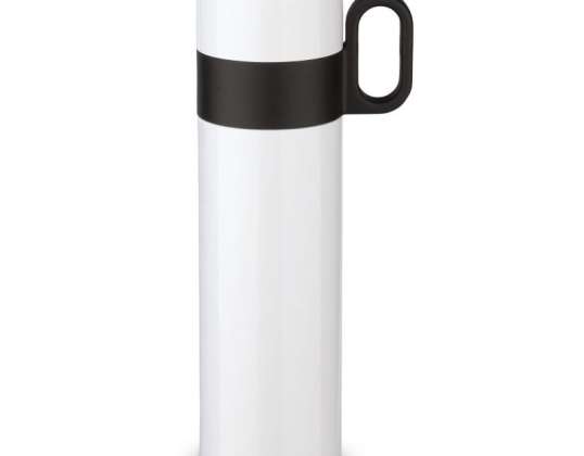 Vacuum Bottle with Mug 500ml White Double Wall Stainless Steel Thermal Bottle