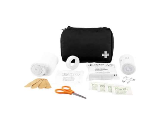 Flat first aid kit in black – discreet & efficient for everyday use