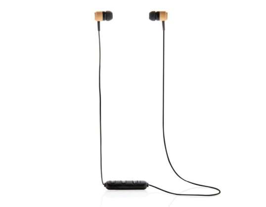 Sustainable Wireless Bamboo Earbuds Brown &amp; Black Wireless Bluetooth Headphones