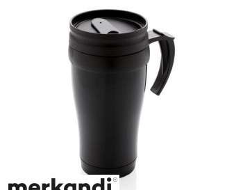 Robust stainless steel drinking cup in black