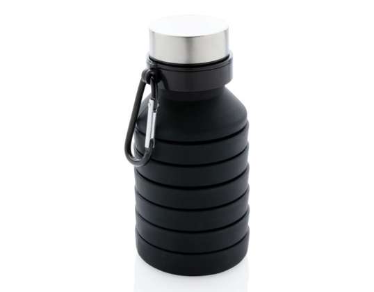 Foldable Silicone Water Bottle Leak Proof 500ml Black