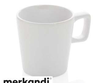 Modern White Ceramic Coffee Mug Elegant Design 300ml