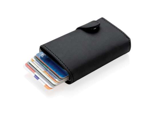 Black Aluminum RFID Card Holder & PU Wallet Elegant & Safe