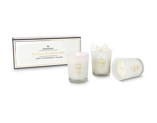 Ensemble de bougies aromatiques à la vanille ROMOSCENT – Trio de bougies parfumées pour la maison