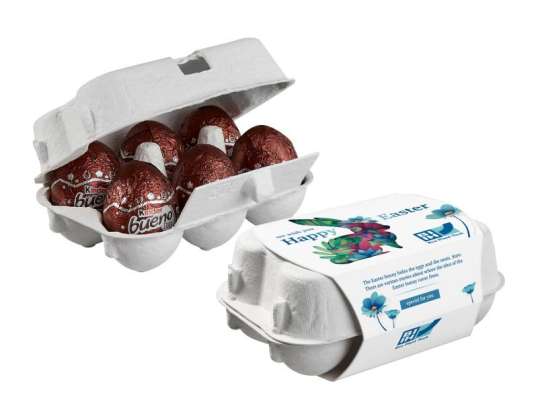 Pack of 6 Easter box with Kinder Bueno chocolate eggs including personalization