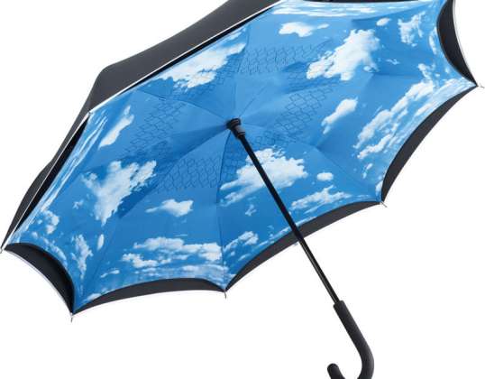 Parapluie bâton FARE Noir contraire avec des nuages Design : Élégant robuste résistant aux intempéries